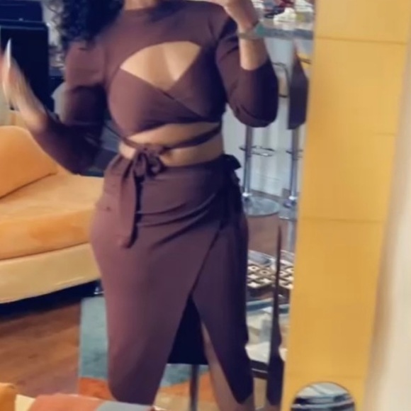 Sexy asymmetrical ribbed skirt set - Picture 1 of 3